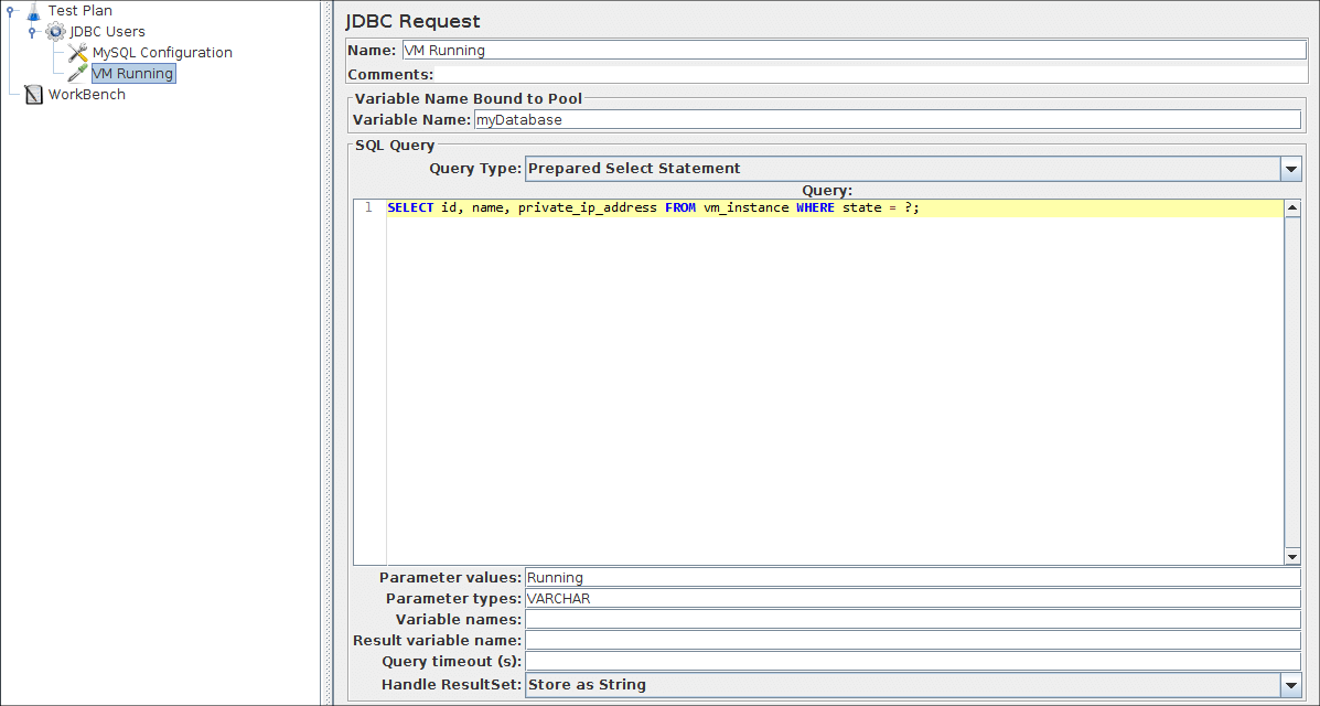 
Illustration 6.5.  Requête JDBC pour la première requête SQL