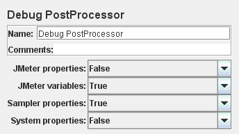 Capture d'écran du panneau de configuration du post-processeur de débogage