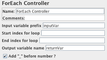 Capture d'écran du panneau de configuration du contrôleur ForEach