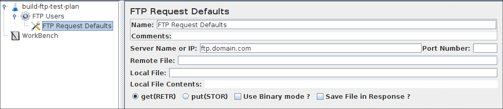 
Illustration 7.4.  FTP par défaut pour notre plan de test