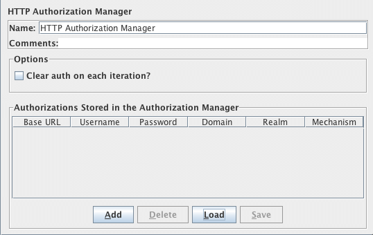 Capture d'écran du panneau de configuration du gestionnaire d'autorisations HTTP