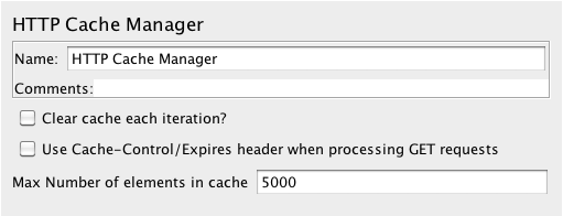 Capture d'écran du panneau de configuration du gestionnaire de cache HTTP