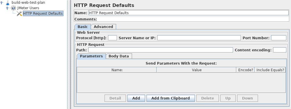 
Figure 4.3.  Valeurs par défaut des requêtes HTTP