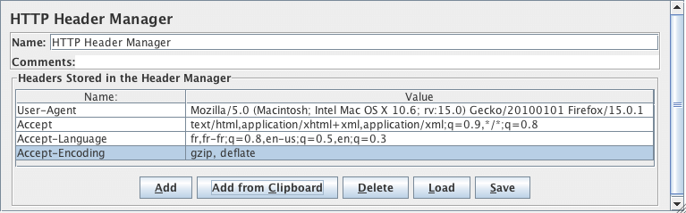 Capture d'écran du panneau de configuration du gestionnaire d'en-tête HTTP