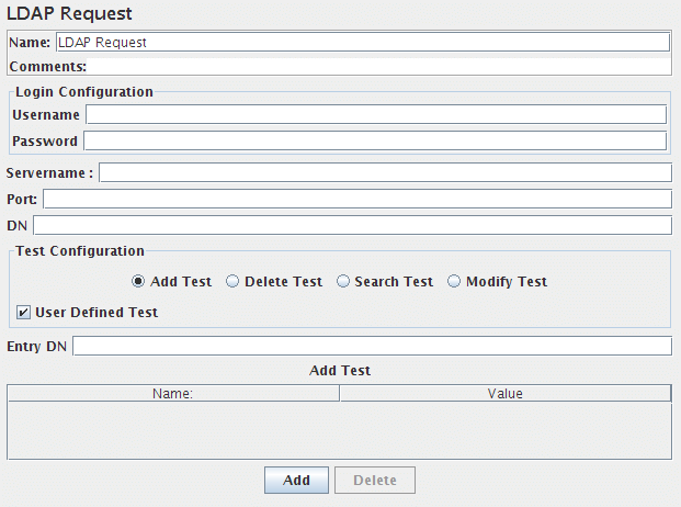 Capture d'écran du panneau de configuration de la requête LDAP